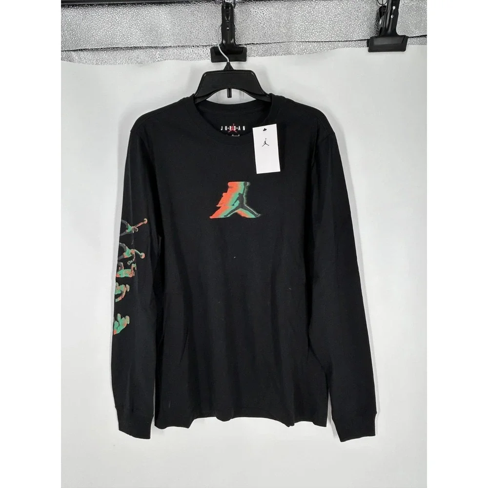 Air Jordan T‎ Shirt Mens Medium Black Long Sleeve Jumpman Logo Cotton Graphic